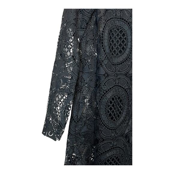 Free People Black Dark Boho Dress Cottage Indie Fairy Festival Hippie Lace Small - Picture 4 of 10